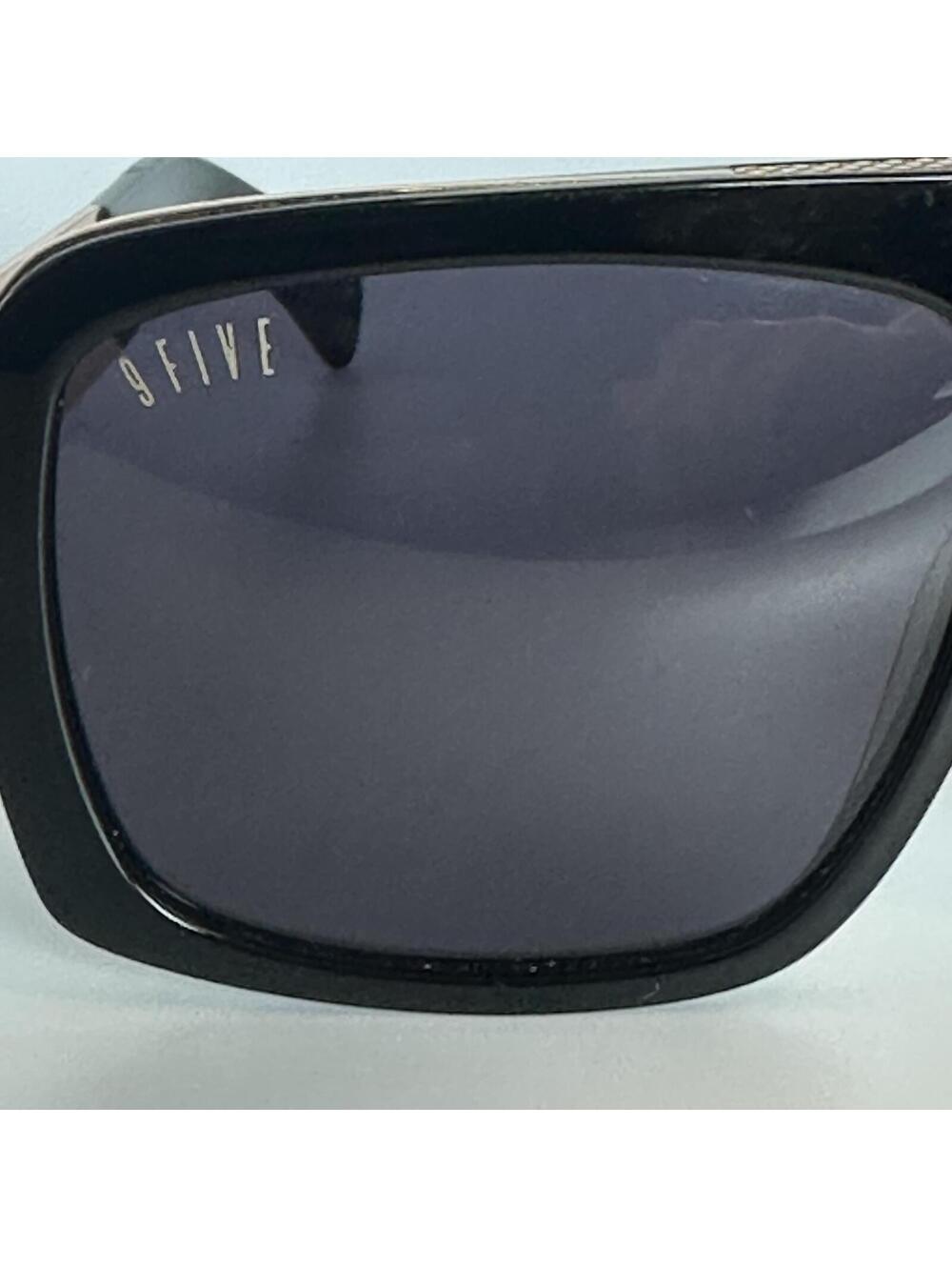 9Five Black and Gold Rectangular Sunglasses - Picture 7 of 9
